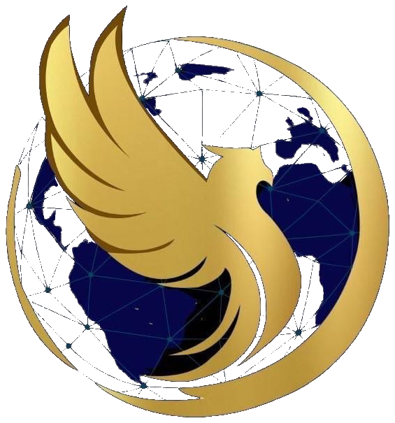 AvixZ emblem: golden phoenix over the globe